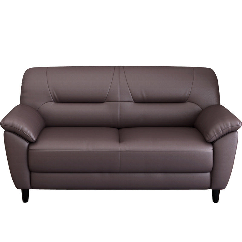 Brown Leather Flared Arm Setee Standard Loose Back Settee Furniture