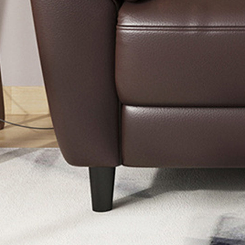 Brown Leather Flared Arm Setee Standard Loose Back Settee Furniture