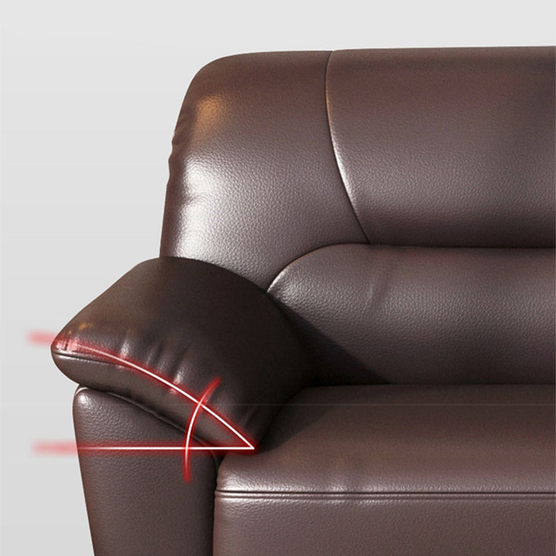 Brown Leather Flared Arm Setee Standard Loose Back Settee Furniture