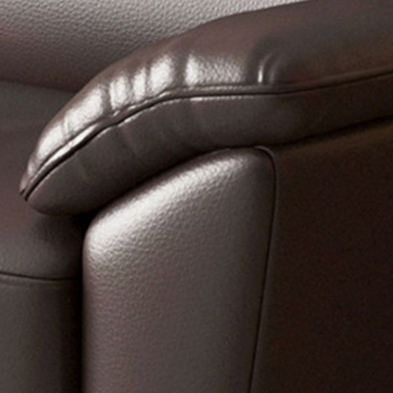 Brown Leather Flared Arm Setee Standard Loose Back Settee Furniture