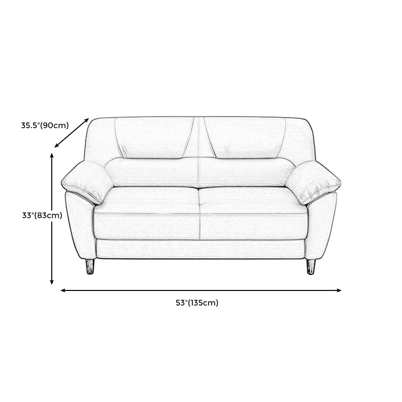 Brown Leather Flared Arm Setee Standard Loose Back Settee Furniture