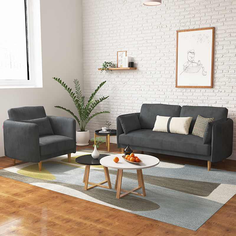 Square Arm Sofa 31.89" H Scandinavian Fabric Sofa with Pillows