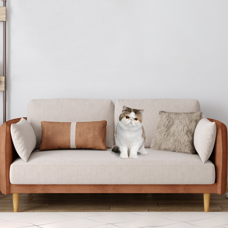 Square Arm Sofa 31.89" H Scandinavian Fabric Sofa with Pillows