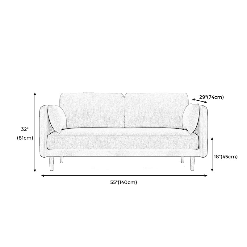 Square Arm Sofa 31.89" H Scandinavian Fabric Sofa with Pillows