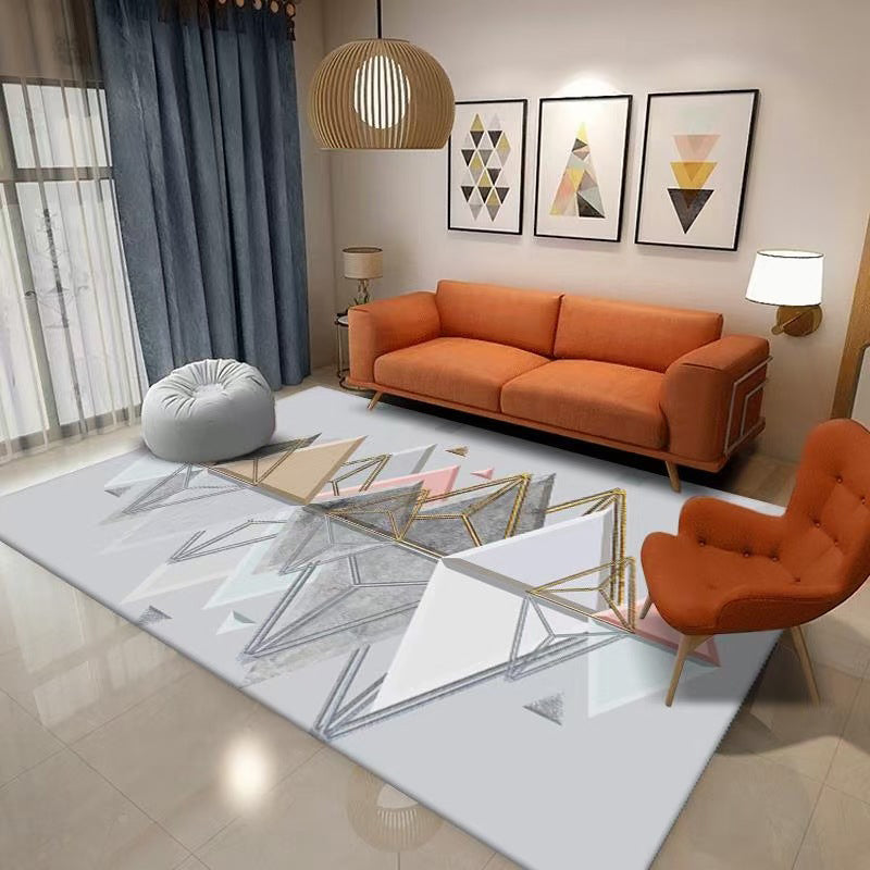 Tapis moderne moderne gris tapis de motif en polyester