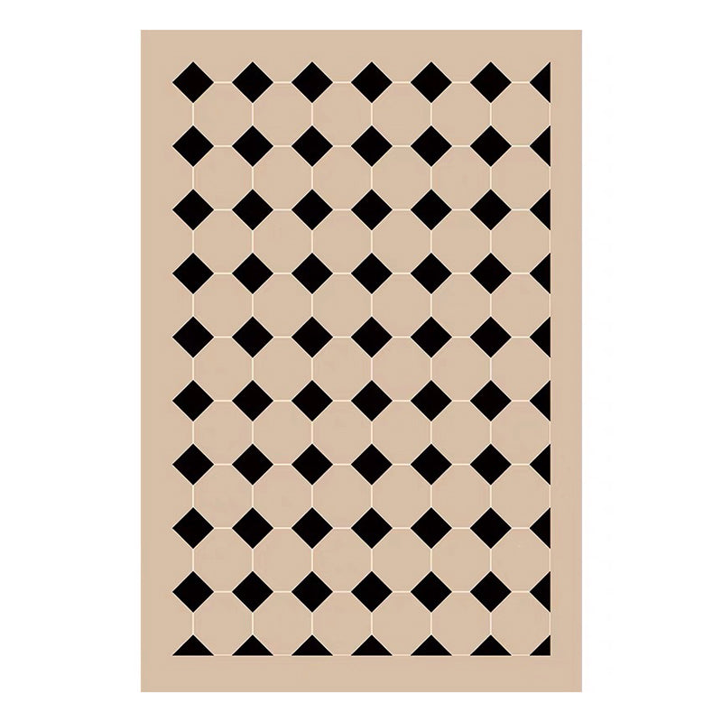Brown Check Pattern Rug Polyester Modern Rug Washable Rug for Living Room