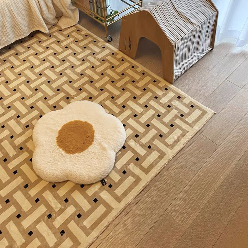 Brown Pattern Carpet Polyester Simple Carpet Non-Slip Backing Carpet for Drawing Room
