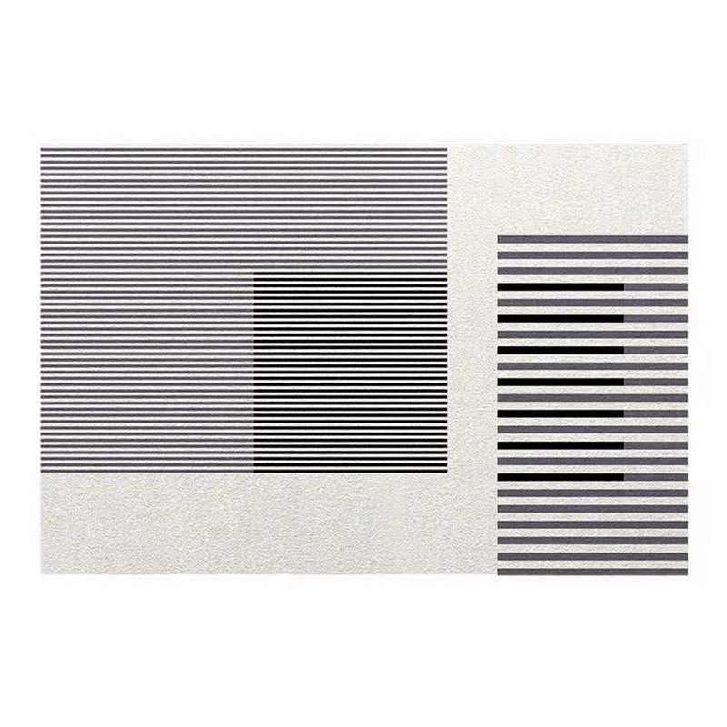 Black Striped Rug Polyester Simple Rug Washable Area Rug for Living Room