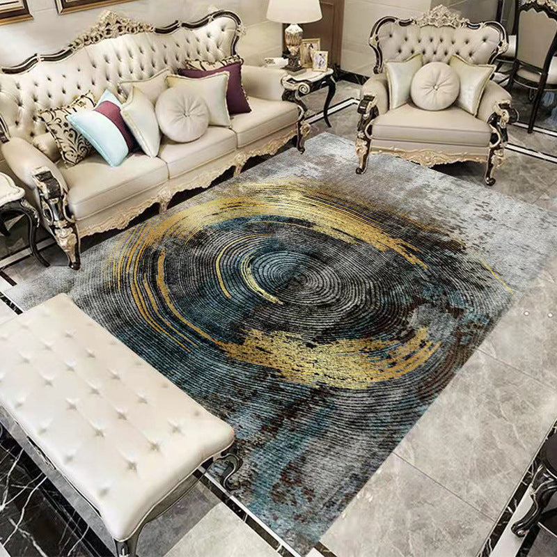 Gray Simple Rug Polyester Graphic Indoor Rug Washable Rug for Drawing Room