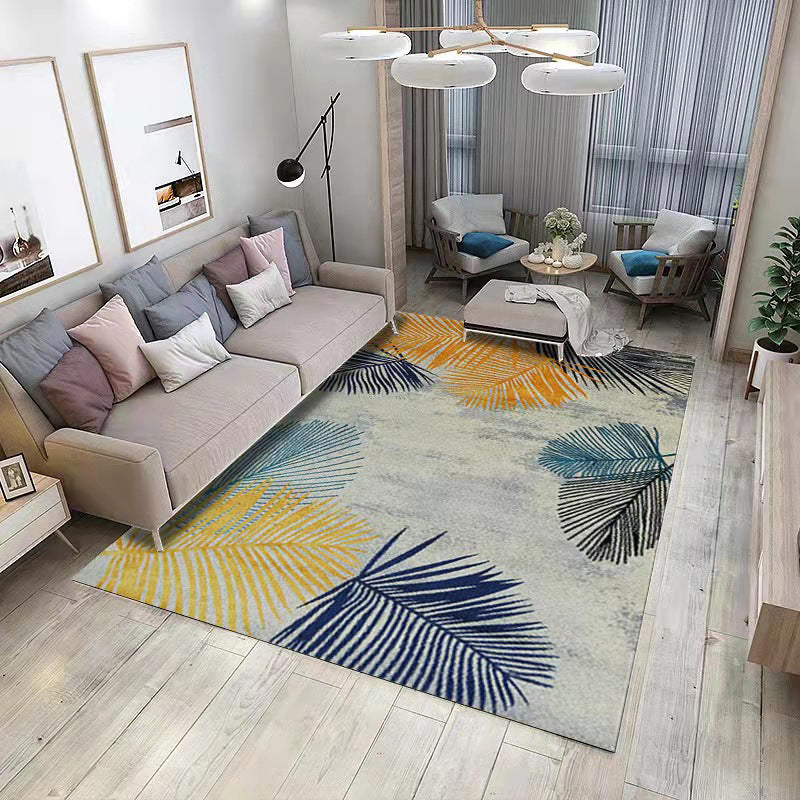 Gray Simple Rug Polyester Graphic Indoor Rug Washable Rug for Drawing Room