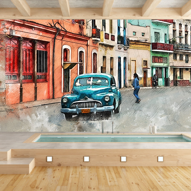 Vehicle Washable Stain Resistant Wall Mural Wallpaper Sitting Room Wall Mural