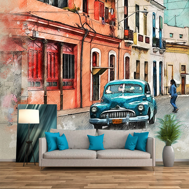 Vehicle Washable Stain Resistant Wall Mural Wallpaper Sitting Room Wall Mural