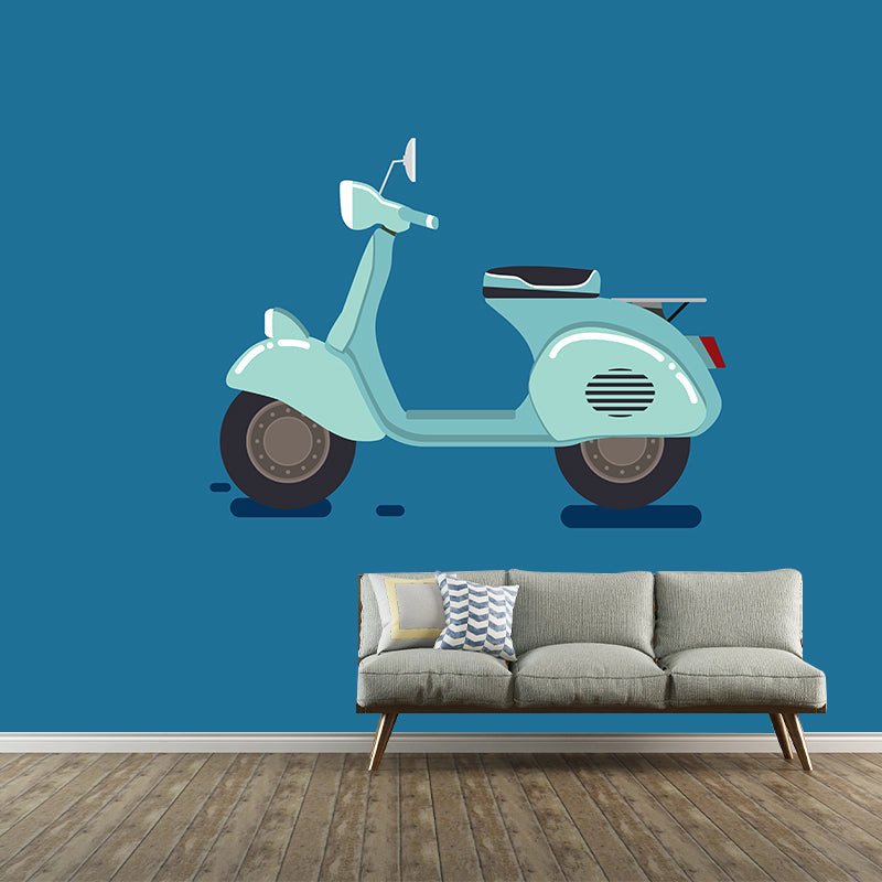 Vehicle Illustration Stain Resistant Mural Wallpaper Sitting Room Wall Mural