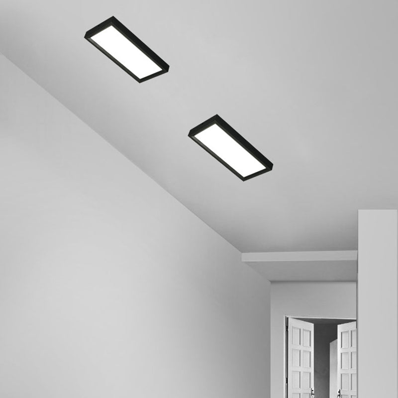 Rectangular Ceiling Light Fixture Modern Aluminum LED Living Room Flush Light in Black