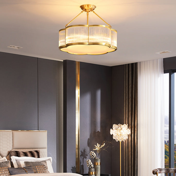 Gold Shaded Ceiling Mounted Fixture Simple Crystal Bedroom Ceiling Mount Light Fixture