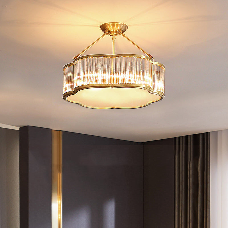 Gold Shaded Ceiling Mounted Fixture Simple Crystal Bedroom Ceiling Mount Light Fixture