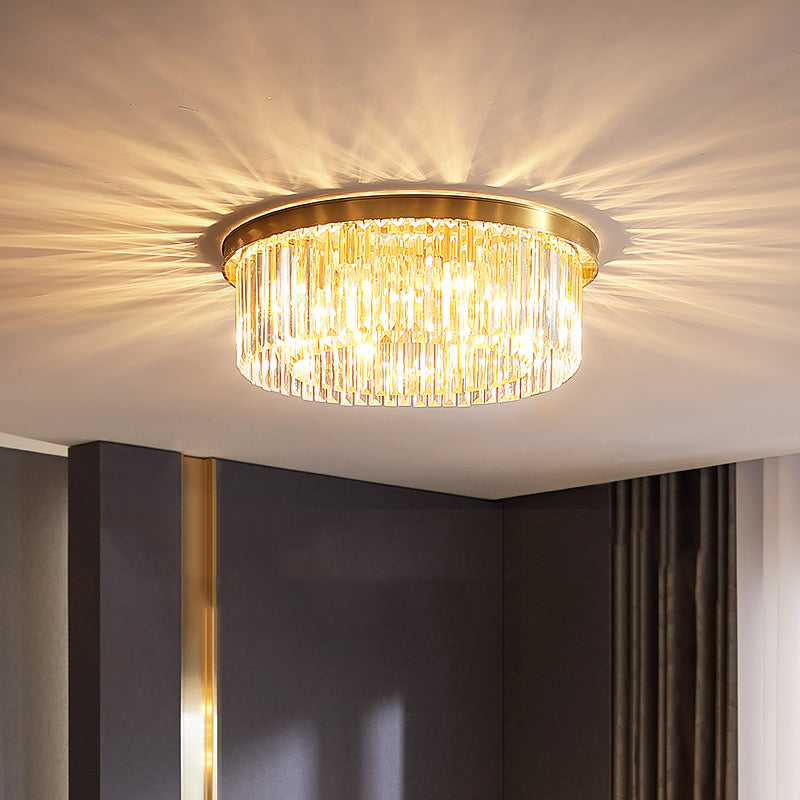 Gold Shaded Ceiling Mounted Fixture Simple Crystal Bedroom Ceiling Mount Light Fixture