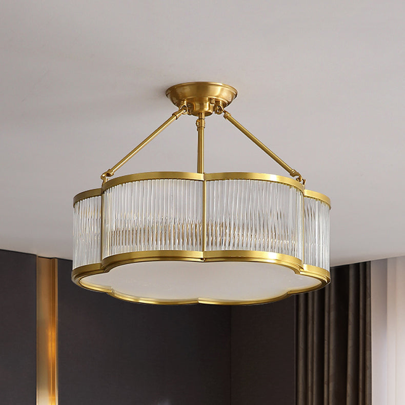 Gold Shaded Ceiling Mounted Fixture Simple Crystal Bedroom Ceiling Mount Light Fixture