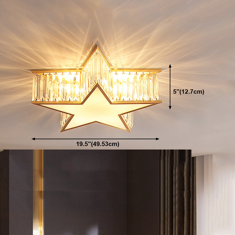 Gold Shaded Ceiling Mounted Fixture Simple Crystal Bedroom Ceiling Mount Light Fixture