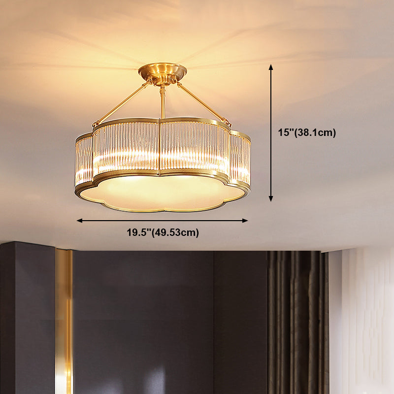 Gold Shaded Ceiling Mounted Fixture Simple Crystal Bedroom Ceiling Mount Light Fixture