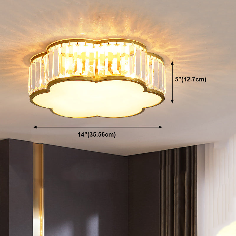 Gold Shaded Ceiling Mounted Fixture Simple Crystal Bedroom Ceiling Mount Light Fixture