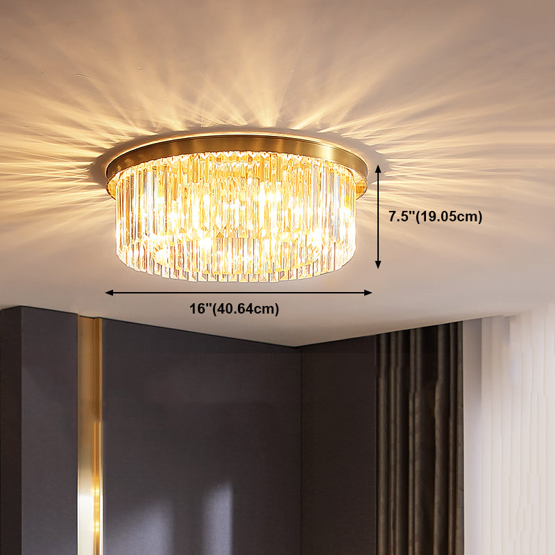 Gold Shaded Ceiling Mounted Fixture Simple Crystal Bedroom Ceiling Mount Light Fixture