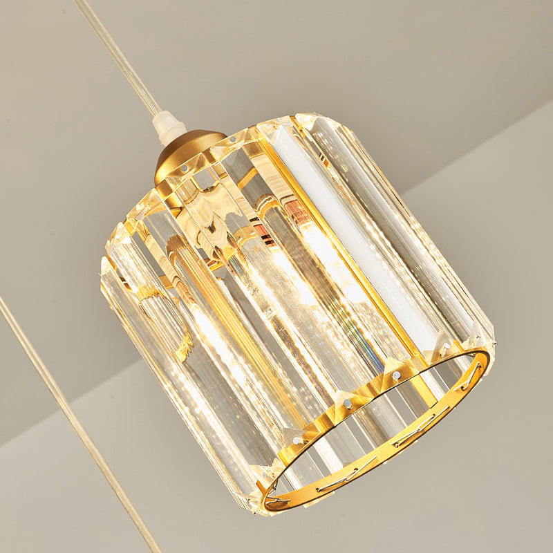 Lámparas de isla de cilindro de estilo moderno cristal 3 lámparas de encogimiento de luz