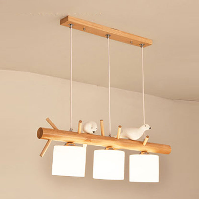 Luces colgantes contemporáneos luces de la isla de cilindro vidrio blanco para la isla de cocina