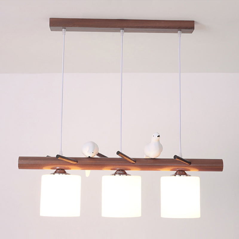 Luces colgantes contemporáneos luces de la isla de cilindro vidrio blanco para la isla de cocina