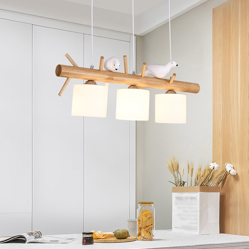 Luces colgantes contemporáneos luces de la isla de cilindro vidrio blanco para la isla de cocina