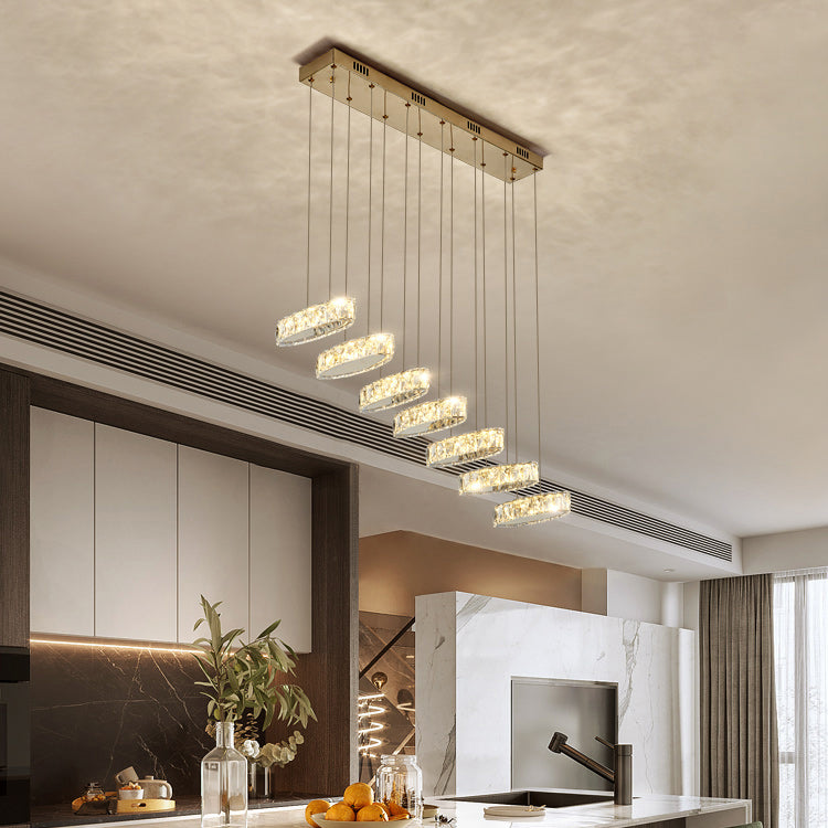 Contemporary Pendant Lights Linear Hanging Fixtures Crystal for Kitchen Island