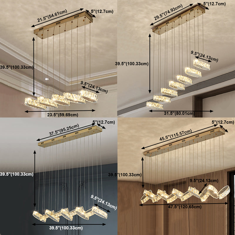 Luces colgantes contemporáneos accesorios de colgantes lineales Cristal para la isla de cocina