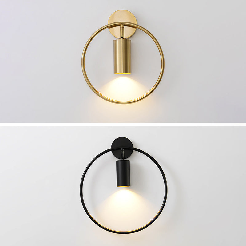 Nordic Metal Wall Light Circle 11" Wide LED Reading Wall Sconce for Living Room