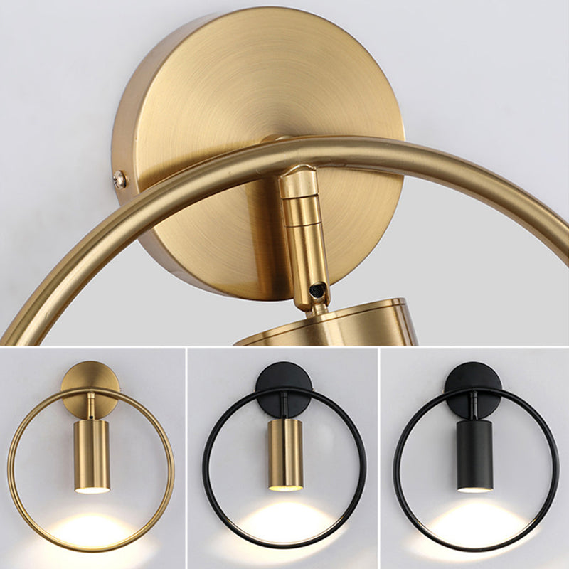 Nordic Metal Wall Light Circle 11" Wide LED Reading Wall Sconce for Living Room