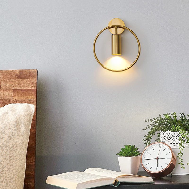 Nordic Metal Wall Light Circle 11" Wide LED Reading Wall Sconce for Living Room