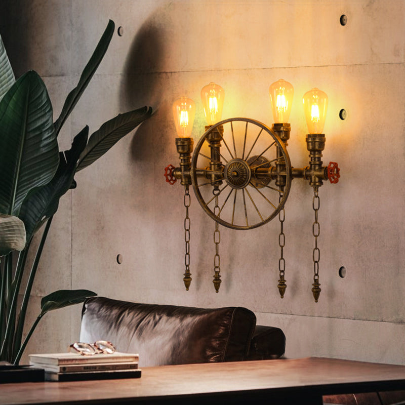 Industrial Metall Wandleuchte Wasserrohr Multi -Licht Wandleuchte für Café