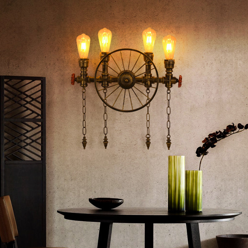 Industrial Metal Wall Light Water Pipe Multi Light Wall Sconce for Cafe