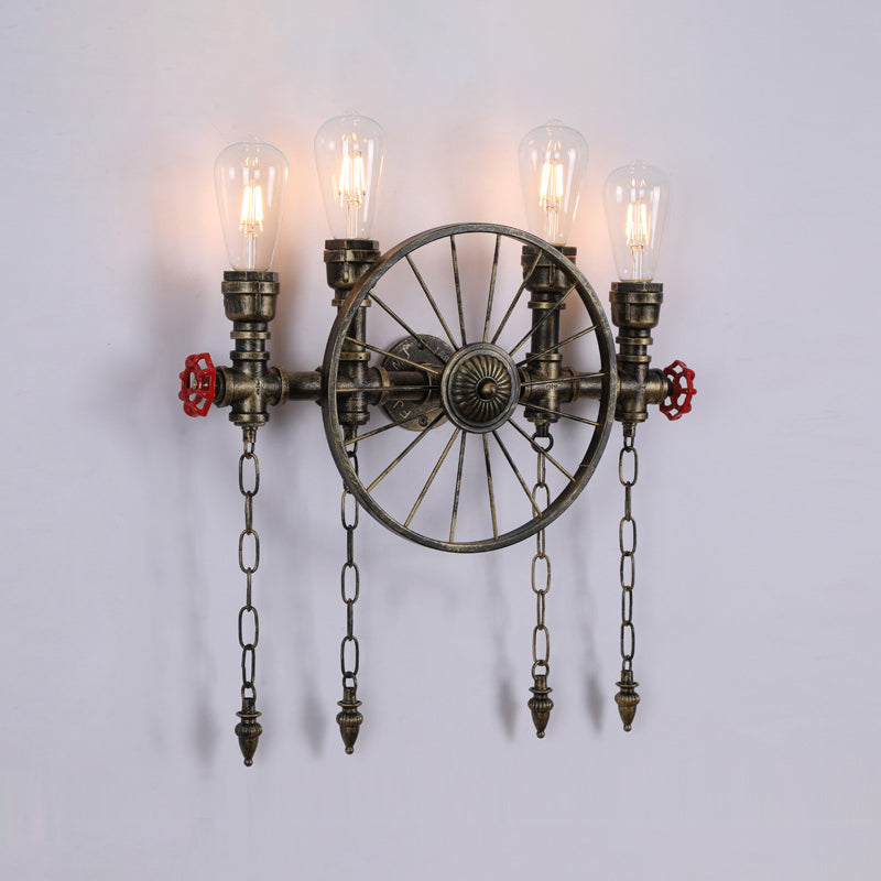 Industrial Metall Wandleuchte Wasserrohr Multi -Licht Wandleuchte für Café