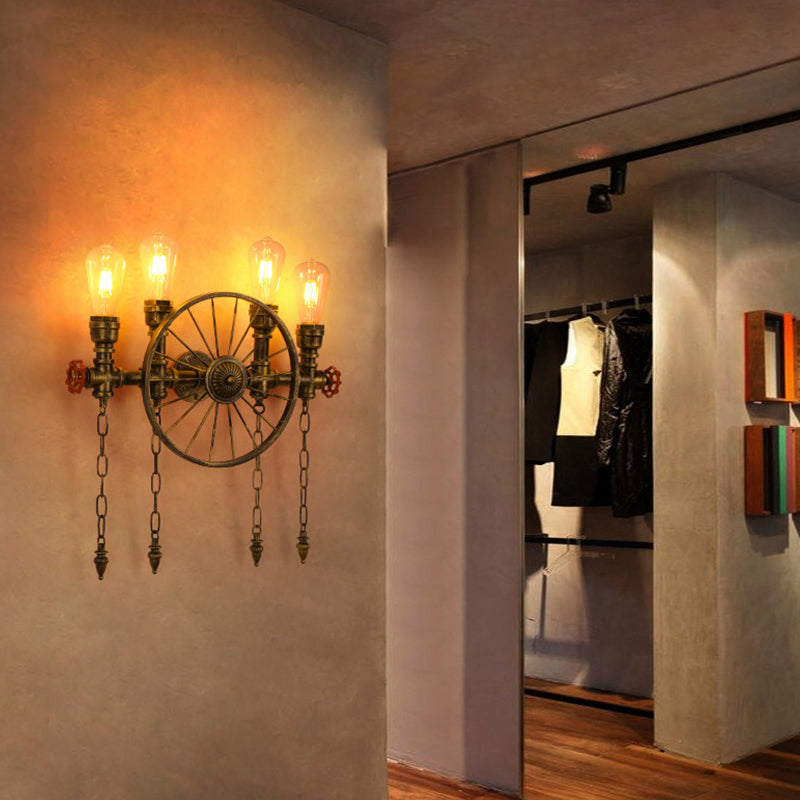 Industrial Metall Wandleuchte Wasserrohr Multi -Licht Wandleuchte für Café
