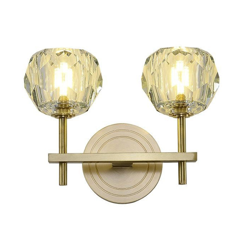 Nordic Brass Wall Light Globe Gold Wall Sconce with Crystal for Living Room