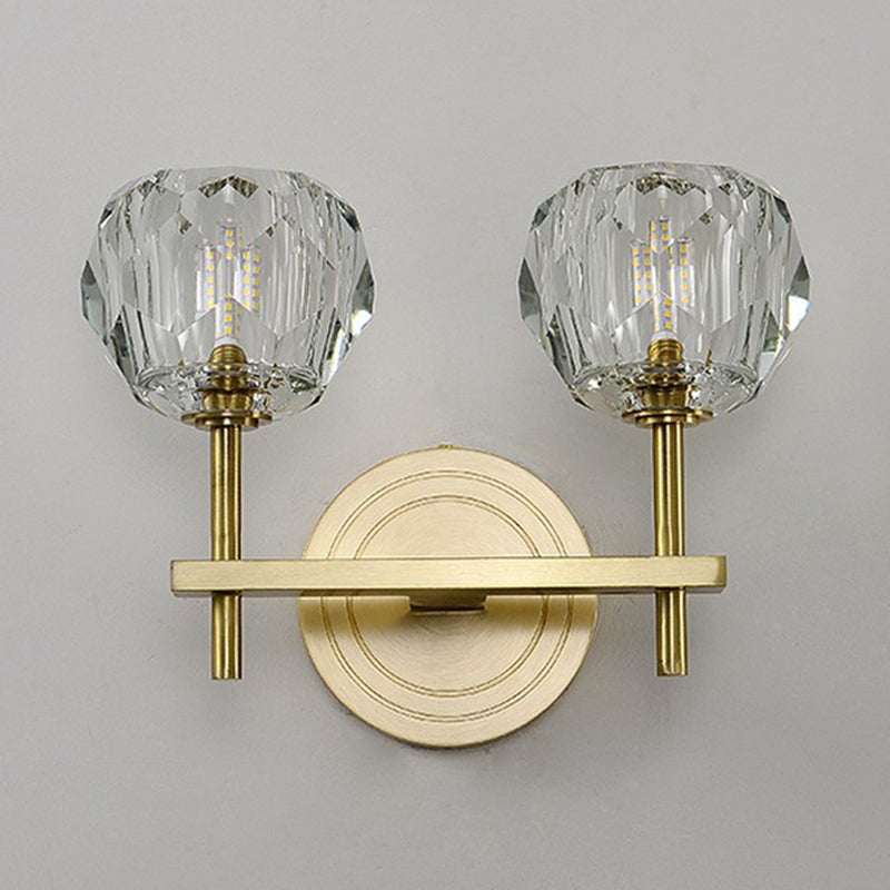 Nordic Brass Wall Light Globe Gold Wall Sconce with Crystal for Living Room