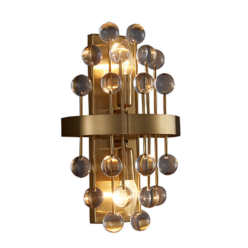Postmoderne Metallwandleuchte Gold 2 Lichter Wandleuchten mit Kristall für Wohnzimmer