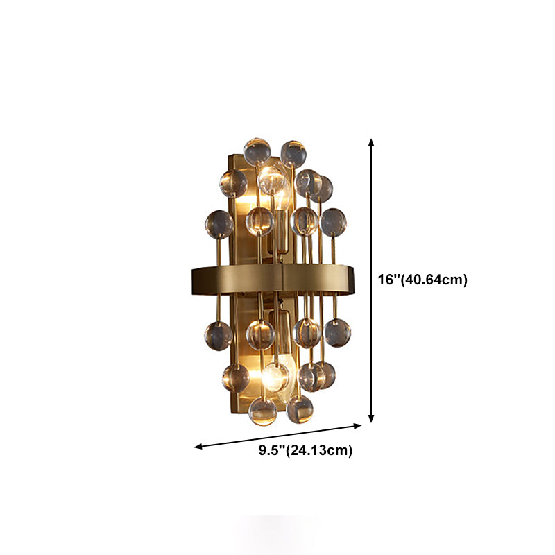 Postmoderne Metallwandleuchte Gold 2 Lichter Wandleuchten mit Kristall für Wohnzimmer