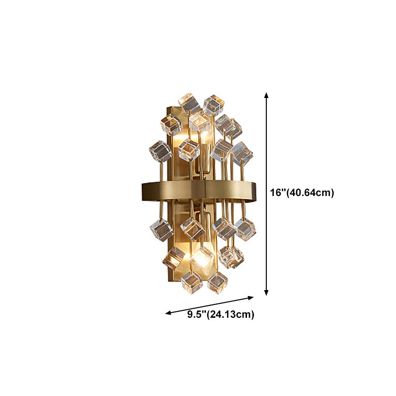 Postmoderne Metallwandleuchte Gold 2 Lichter Wandleuchten mit Kristall für Wohnzimmer