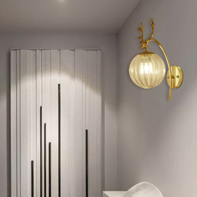 1 Light Spherical Wall Sconce Modern Style Glass Wall Lighting for Living Room