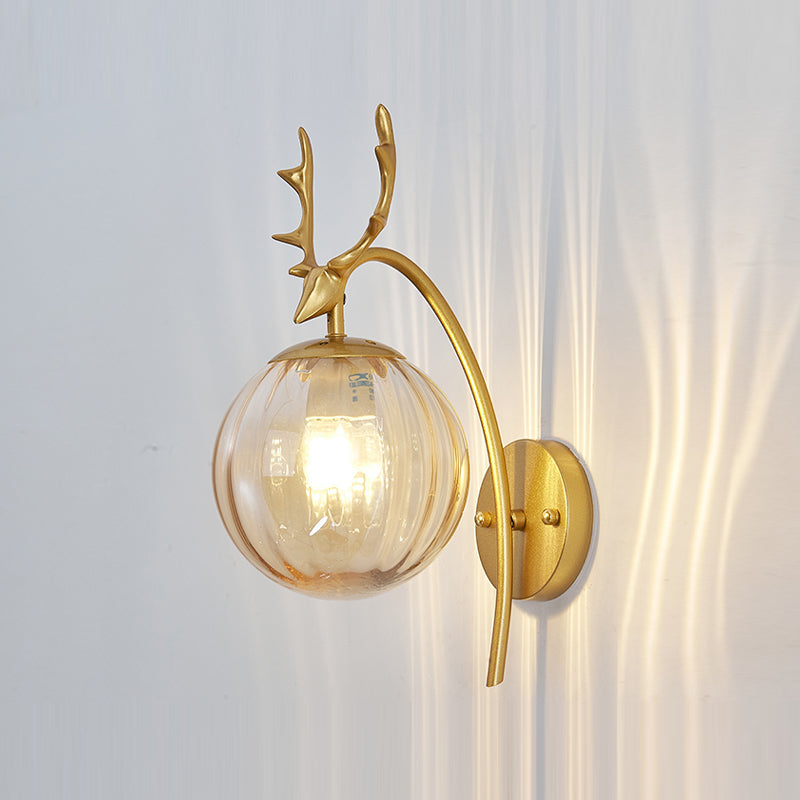 1 Light Spherical Wall Sconce Modern Style Glass Wall Lighting for Living Room