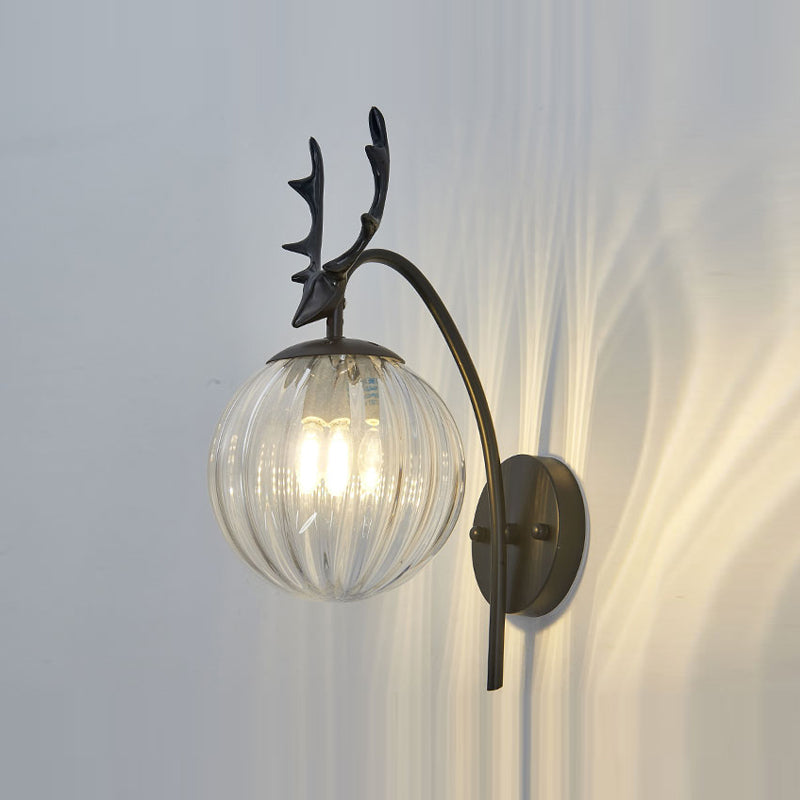 1 Light Spherical Wall Sconce Modern Style Glass Wall Lighting for Living Room