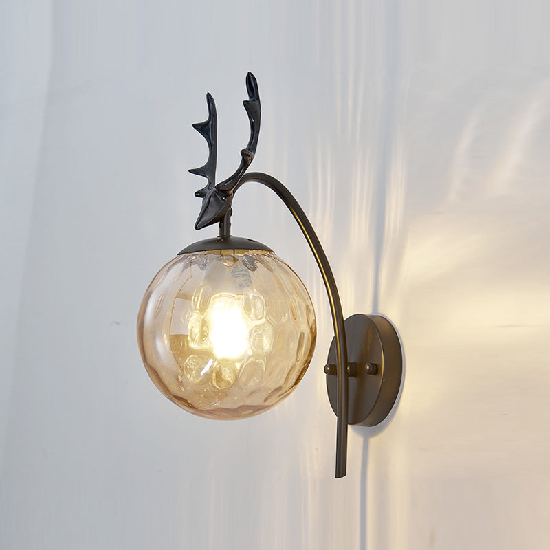 1 Light Spherical Wall Sconce Modern Style Glass Wall Lighting for Living Room