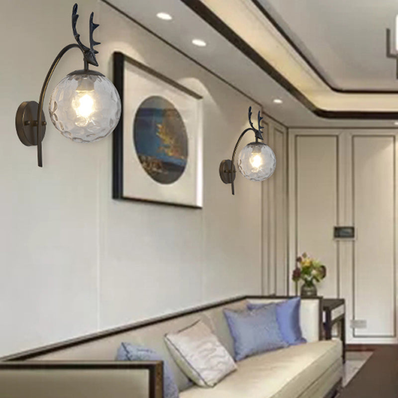 1 Light Spherical Wall Sconce Modern Style Glass Wall Lighting for Living Room