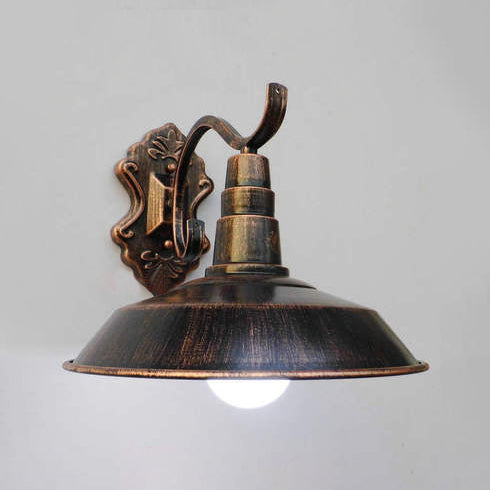 1 Bulb Barn Sconce Lighting Farmhouse Style Copper/Rust Wrought Iron Wall Lamp for Corridor